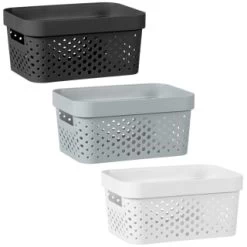B&M Medium Rectangular Spot Storage Basket - Grey -B&M Home Sales Store 384229 384230 384302 rectangular medium spot basket grey