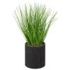 B&M Artificial Grass In Black Rattan Pot