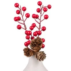 B&M White Vase With Berries -B&M Home Sales Store 387581 white vase with berries 2