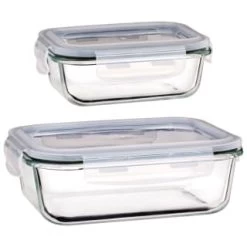 B&M Large Eco Glass Clip Lock Food Container -B&M Home Sales Store 388506 388507 glass clip lock food container group
