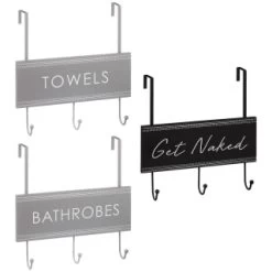 B&M Over The Door Bathroom Plaque - Bathrobes -B&M Home Sales Store 389254 overdoor bathroom plaque 3 hook main
