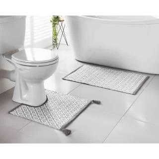 B&M Diamond Woven Pedestal Mat - Grey 1 B&M Diamond Woven Pedestal Mat - Grey