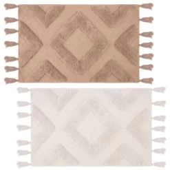 B&M Diamond Flatweave Bath Mat - Cream -B&M Home Sales Store 389628 mink diamond flatweave bathmat main 1