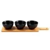 B&M Wooden Serve Board With Black Dip Bowls