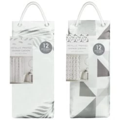 B&M Metallic Printed Shower Curtain - Silver Leaves -B&M Home Sales Store 390584 printed shower curtain group