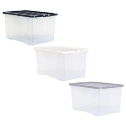 B&M Large Clear Storage Box With Lid 60L - Black -B&M Home Sales Store 391386 clear 60 litre box with lid group