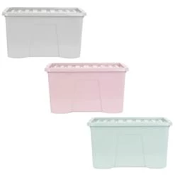 B&M Storage Box With Lid 60L - Grey -B&M Home Sales Store 391387 391388 391389 60l storage box group