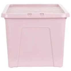 B&M Storage Box With Lid 60L - Dusty Pink -B&M Home Sales Store 391389 dusty pink 60l storage box 2