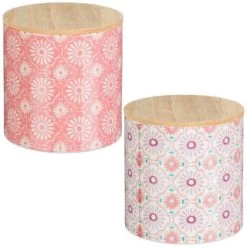 B&M Ceramic Candle With Wooden Lid - White -B&M Home Sales Store 392775 large printed ceramic candle with wooden group