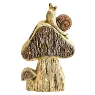 B&M Solar Rustic Mushroom Ornament With Snail 1 B&M Solar Rustic Mushroom Ornament With Snail