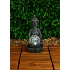 B&M Assorted Sitting Solar Buddha Garden Ornament 12 B&M Assorted Sitting Solar Buddha Garden Ornament -B&M Home Sales Store 393441 sitting buddha garden ornament with solar crackle ball 2