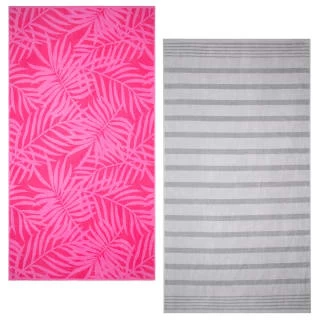 B&M Oversized Jacquard Beach Towel - Pink Tropical 5 B&M Oversized Jacquard Beach Towel - Pink Tropical - Image 5