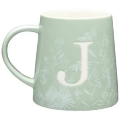 B&M Floral Alphabet Mug (Assorted) -B&M Home Sales Store 394397 floral alphabet mug green j