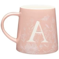 B&M Floral Alphabet Mug (Assorted) -B&M Home Sales Store 394397 floral alphabet mug pink a