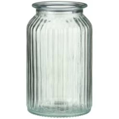 B&M Large Ribbed Glass Jar With Wooden Lid -B&M Home Sales Store 394426 ribbed glass jar with wooden lid large 3