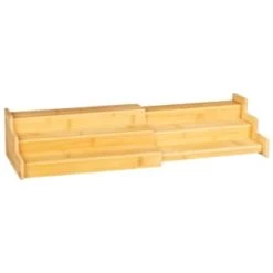 B&M Extendable 2 Tier Bamboo Cupboard Organiser -B&M Home Sales Store 394547 extendable bamboo cupboard organiser 2