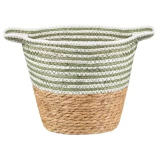 B&M Stripe Top Basket With Handle - Green 1 B&M Stripe Top Basket With Handle - Green