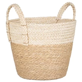 B&M White Bottom 2 Tone Wicker Basket 1 B&M White Bottom 2 Tone Wicker Basket
