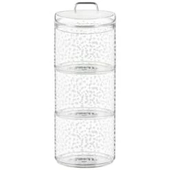 B&M Printed Glass Stackable Storage Jars 3pc - White -B&M Home Sales Store 396484 3pk printed glass stackable storage jars white 4